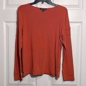Lauren Ralph Lauren Women’s Top - Large - Orange - Long Sleeve Tee